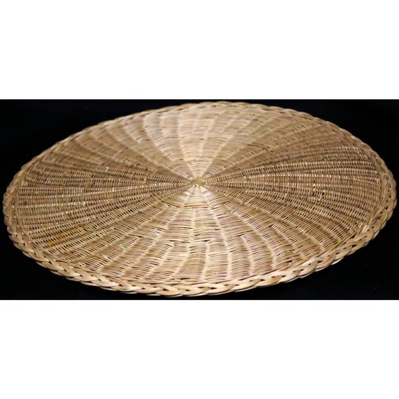 Two Piece Set Tan Trivets Woven Round Shape Grass Placemats 12" Diameter - Picture 11 of 11